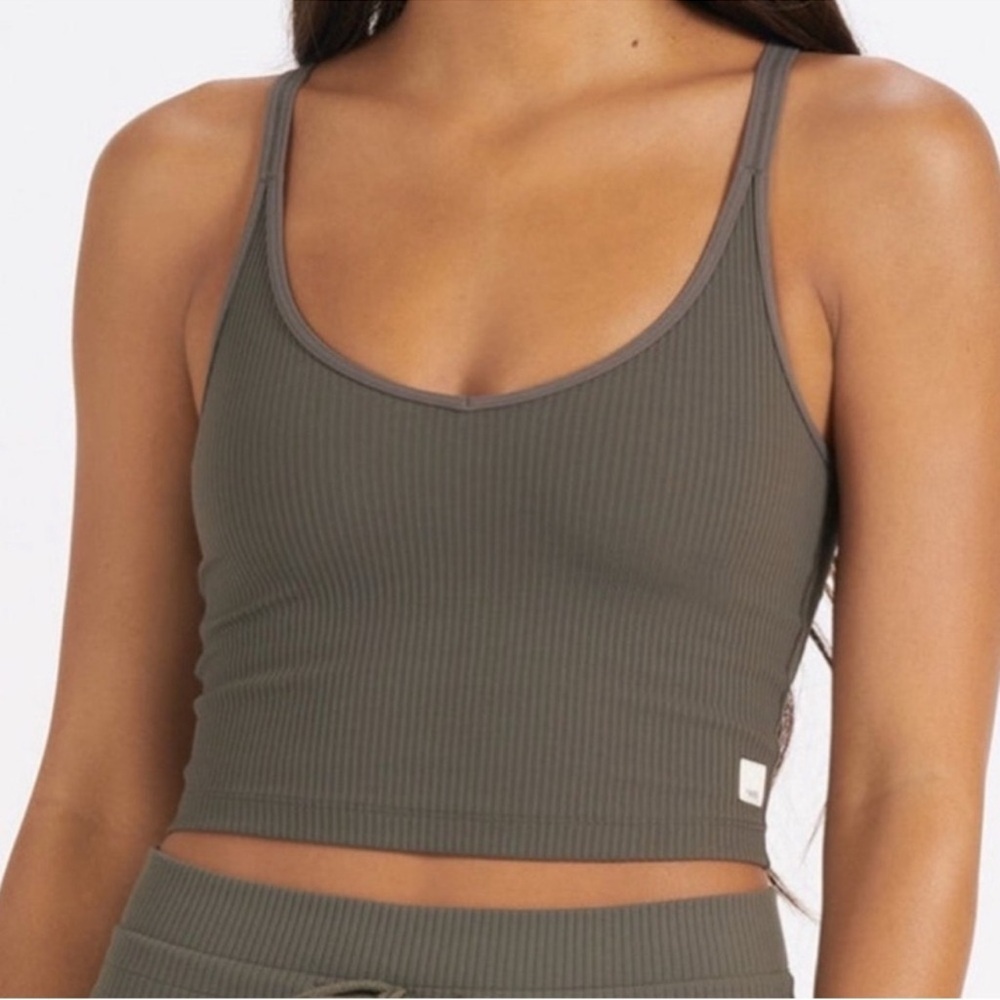Vuori Olive Green Ribbed Tank Top